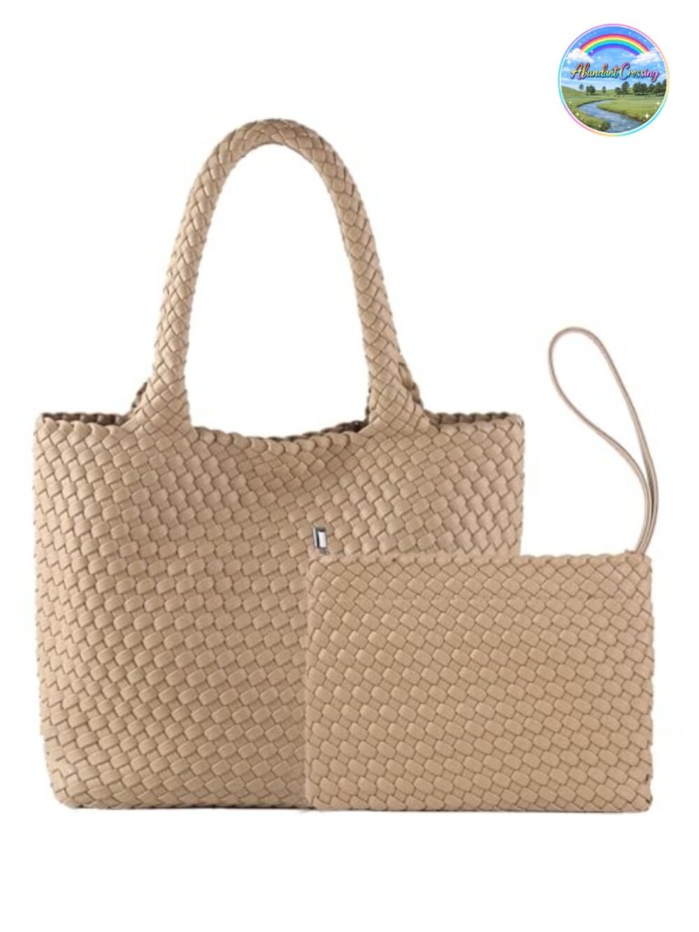 Faux Leather Woven Tote Bag Large Capacity Shoulder Handbag - Picture 1 of 6